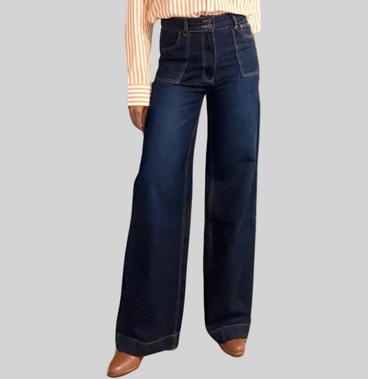 Women's Rigid High-Waist Denim Pants